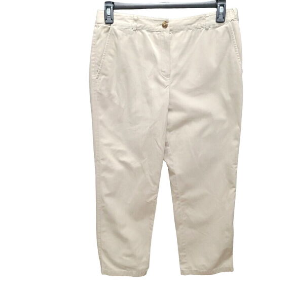 L.L. Bean Classic Fit Womens Pants Khaki Size 10P 100% Cotton Agjustable Waist - Picture 1 of 12